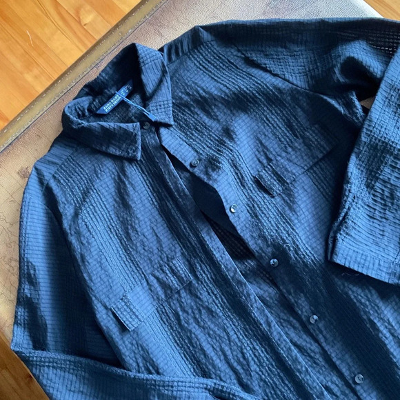 ZARA Basic, Black lace long shirt, size medium - Picture 4 of 8